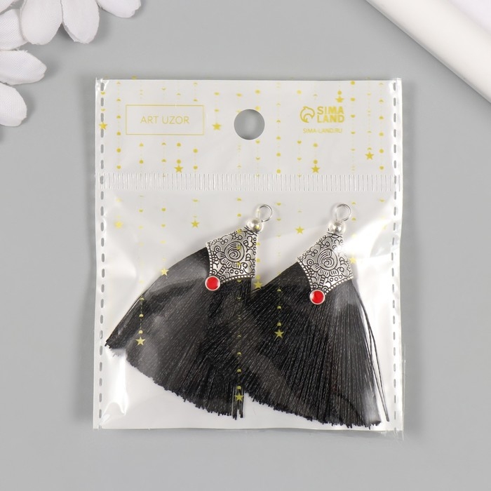 Декор для творчества текстиль Декор для творчества текстиль "Кисть Восток" чёрный набор 2 шт 1,6х4,5 см