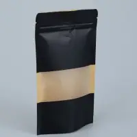 Пакет Zip-lock Крафт с прямоугольным окном, черный,12&times;20&times;4 см