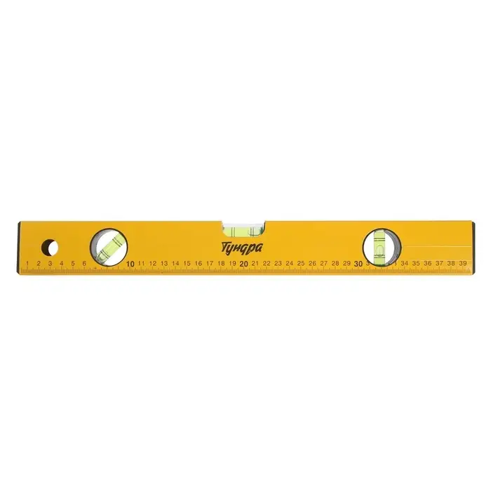 Уровень алюминиевый ТУНДРА, 3 глазка, линейка, 400 мм