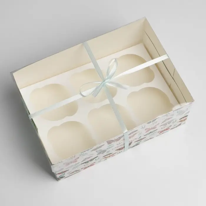 Коробка для капкейков, кондитерская упаковка, 6 ячеек «Бабочки», 23 х 16 х 10 см Коробка для капкейков, кондитерская упаковка, 6 ячеек «Бабочки», 23 х 16 х 10 см