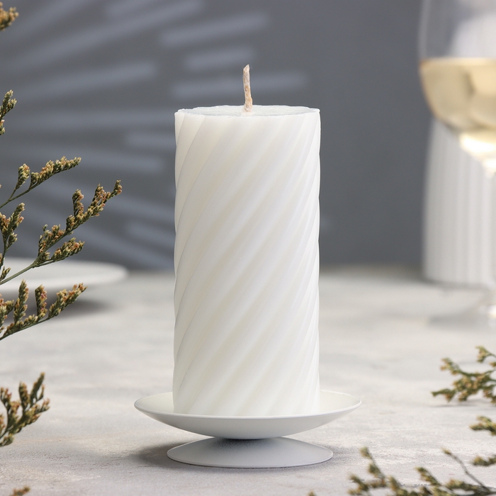 Подсвечник  Подсвечник "Лотос" металл на 1 свечу, 7,5х2 см, белый