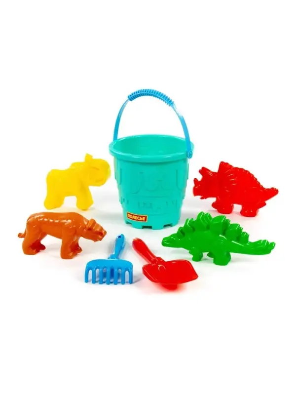 Набор игрушек для песочницы, 7 предметов: ведро, лопатка, грабельки, формочки, МИКС