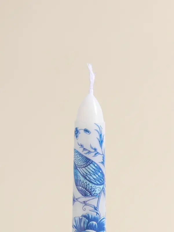Набор свечей античных, 2,2х25 см, 2 шт "Птица и цветы" сине-белые 8х28х2,3 см