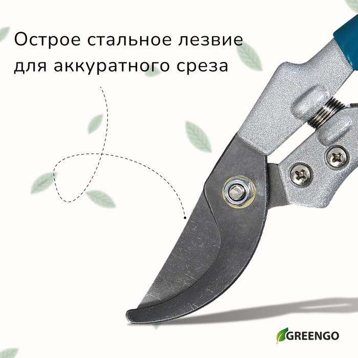 Секатор плоскостной, 8 Секатор плоскостной, 8" (20 см), c пластиковыми ручками, Greengo