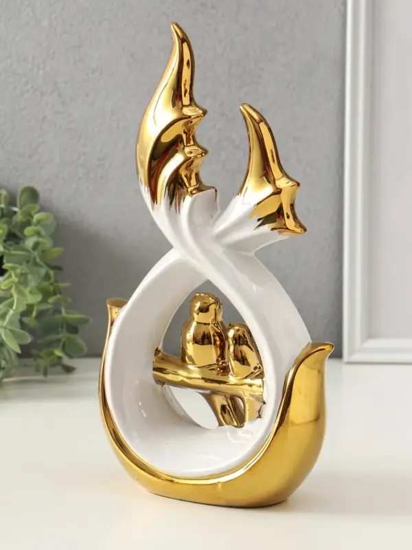 Сувенир керамика Сувенир керамика "Две птички на ветке" белый с золотом 7х15,5х29,5 см