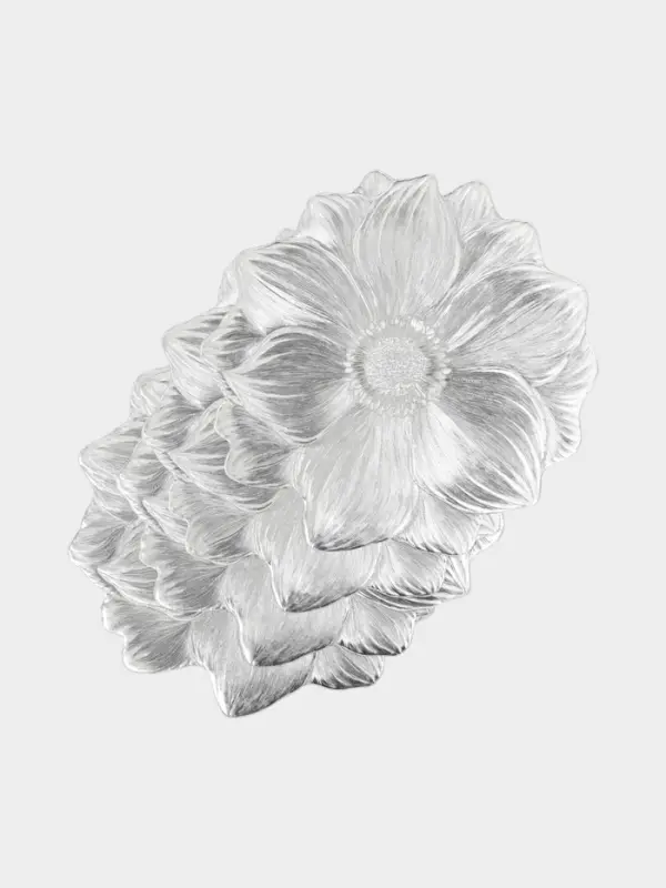 Набор салфеток для стола Доляна &laquo;Цветок&raquo;, 38&times;38 см, 4 шт, ПВХ, цвет серебро