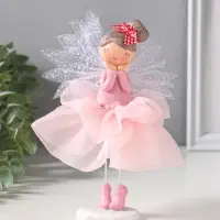 Сувенир полистоун "Малышка-фея с большим бантом в розовой юбке" 10,5х10,5х16,5 см