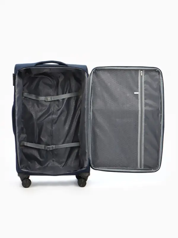 Чемодан на колёсах TEXTURA, кодовый замок, текстильный, с увеличением, 47&times;30&times;78 см, 28", синий