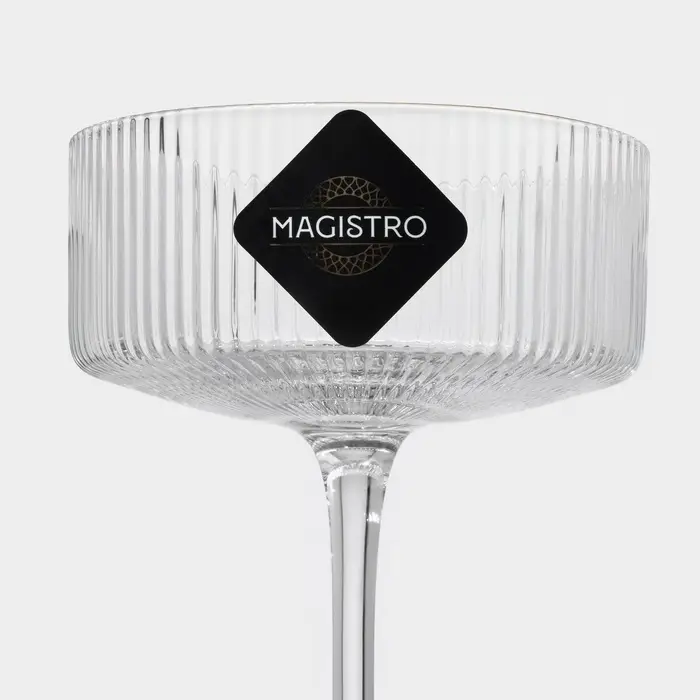 Бокал для шампанского Magistro &laquo;Орион&raquo;, 300 мл, 10.5&times;14 см, стекло, с золотой отводкой, прозрачный
