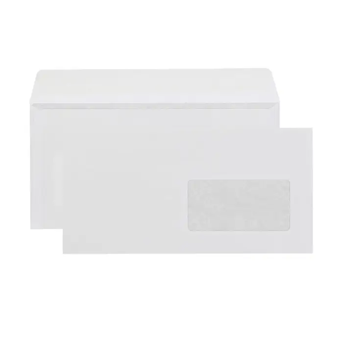 Набор конвертов Е65 110 х 220 мм, без подсказа, правое окно, отрывная лента, внутренняя запечатка, 80 г/м2, 10 штук