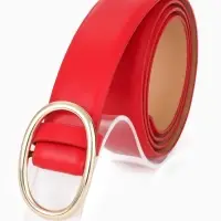 Ремень жен 05-01-01-07, 3*0,3*110 см, без винта, пряжка золото, затяжка, красный