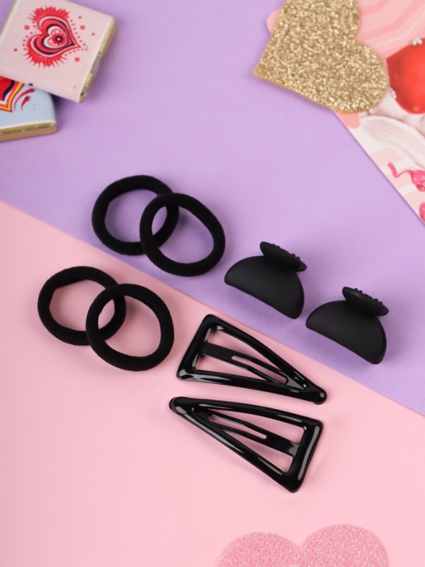 Набор для волос Набор для волос "Эстер" (10 резинок, 2 см, 4 краба 2 см, 2 невидимки 4,5 см) классик, чёрный 10691