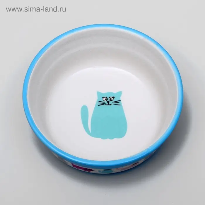 Миска &laquo;Кошачья жизнь&raquo;, 300 мл, 12.7&times;5 см, керамика, голубая