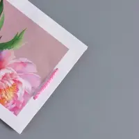 Пакет подарочный ламинированный &laquo;Букет пионов&raquo;, розовый, 18&times;22.3&times;10 см