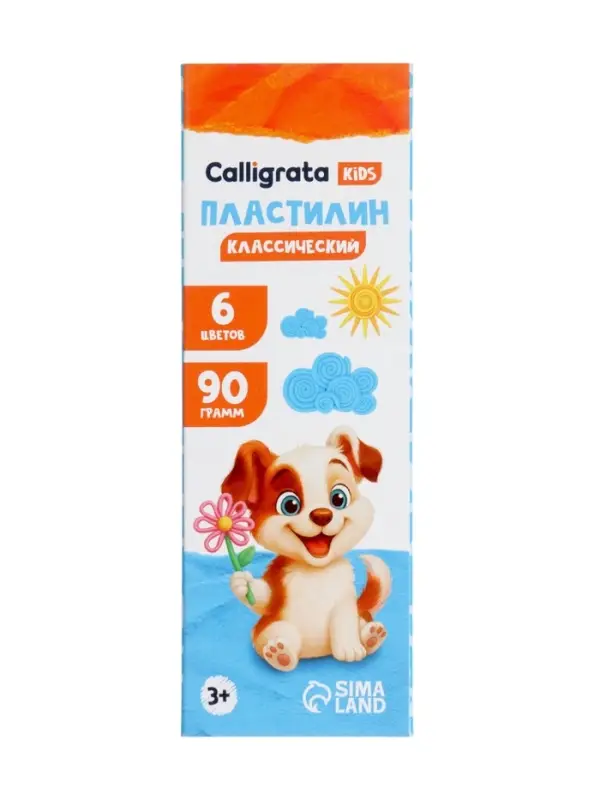 Пластилин Calligrata kids, 6 цветов, 90 г