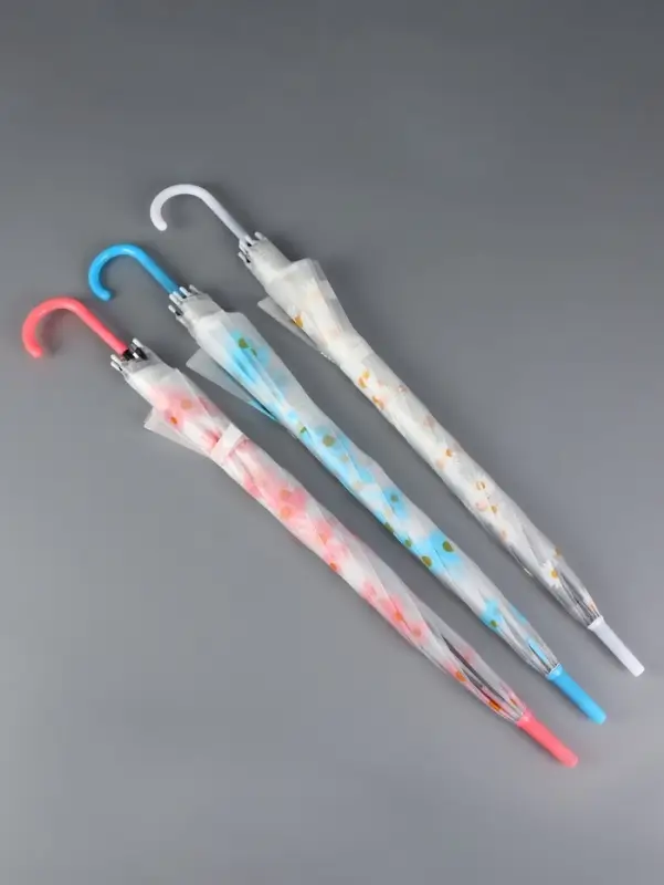 Зонт - трость детский &laquo;Цветы&raquo;, полуавтоматический, 8 спиц, R=45/55 см, D=90 см, МИКС