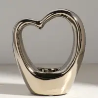 Подсвечник на 1 свечу &laquo;Сердце&raquo;, d=4 см, серебро, 14.5&times;6&times;17 см