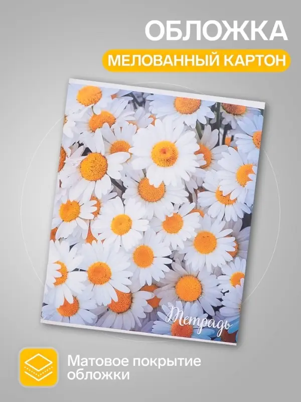 Тетради 96 листов в клетку Calligrata &laquo;Цветы-1&raquo;, серые листы, 4 штуки