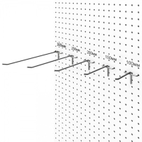 Крючок одинарный для ДСП перфорации, шаг 50 мм, d=5 мм, L=300 мм, цинк