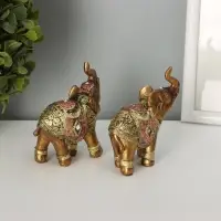 Фигурка полистоун &laquo;Африканский слон в золотой, ажурной попоне&raquo;, 8.5&times;7&times;3 см, МИКС