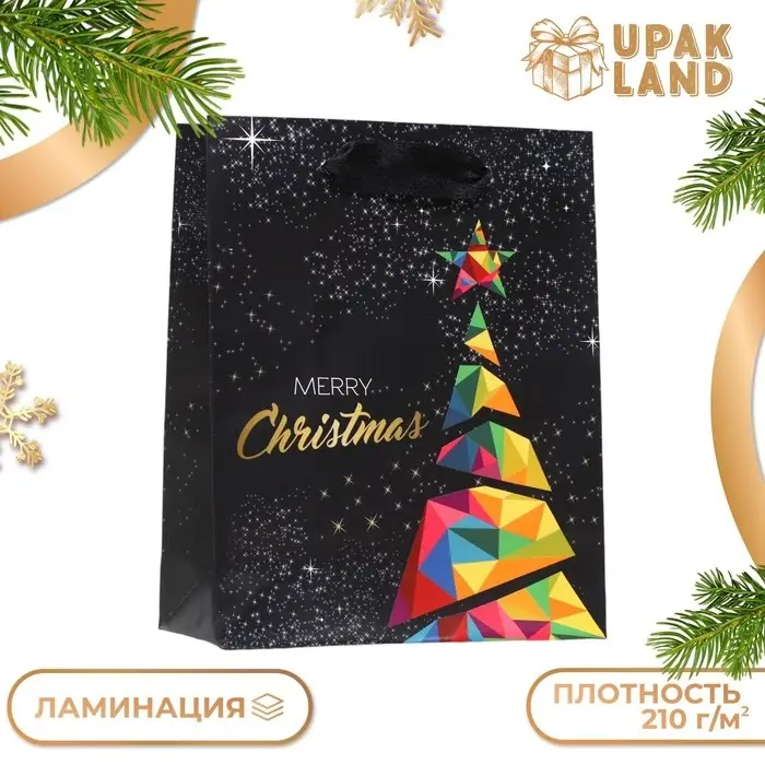 Пакет ламинированный «Современный Merry Christmas» 11.5×14.5×6 см Пакет ламинированный «Современный Merry Christmas» 11.5×14.5×6 см