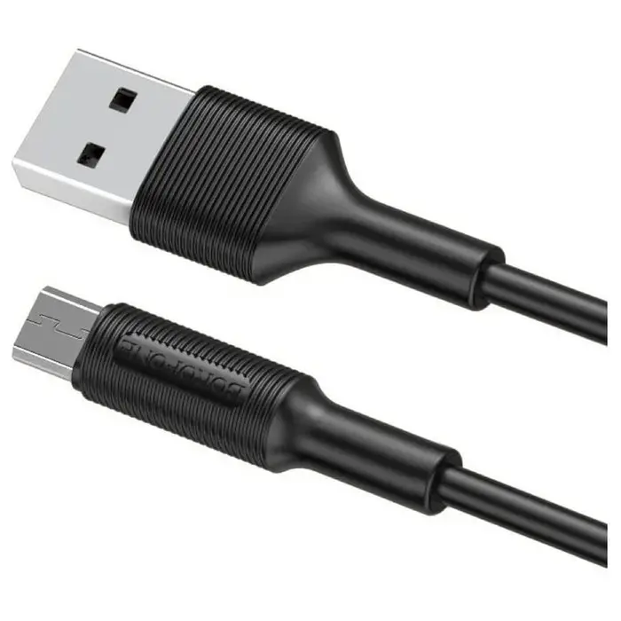 Кабель Borofone BX1, microUSB - USB, 2.4 А, 1 м, PVC оплётка, чёрный