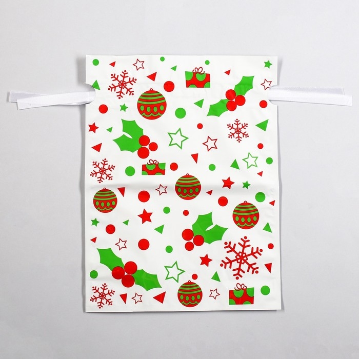 Новый год. Пакет подарочный с завязками,  Новый год. Пакет подарочный с завязками, "Ассорти", 24х32 см.