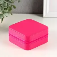 Шкатулка кожзам для украшений "Фуксия" 4 ячейки, 7 полос, 3 крючка 10х10х5 см