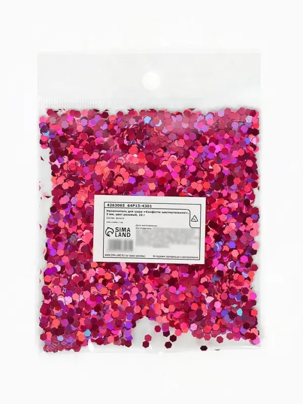 Наполнитель для шаров &laquo;Конфетти шестиугольник&raquo;, d=3 мм, 10 г