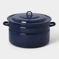Бак эмалированный, 20 л, d=37.5 см, с крышкой, без декора, синий