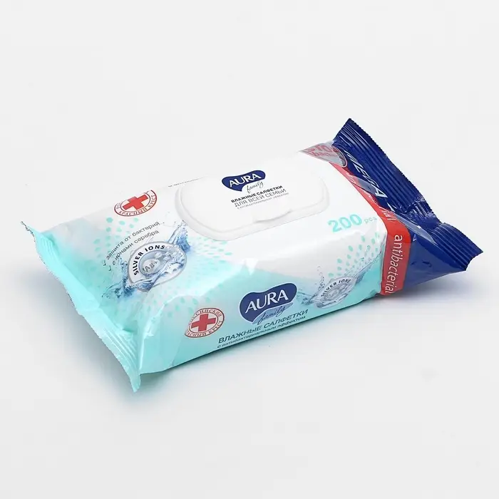 Влажные салфетки Aura Family, для всей семьи, 200 шт.