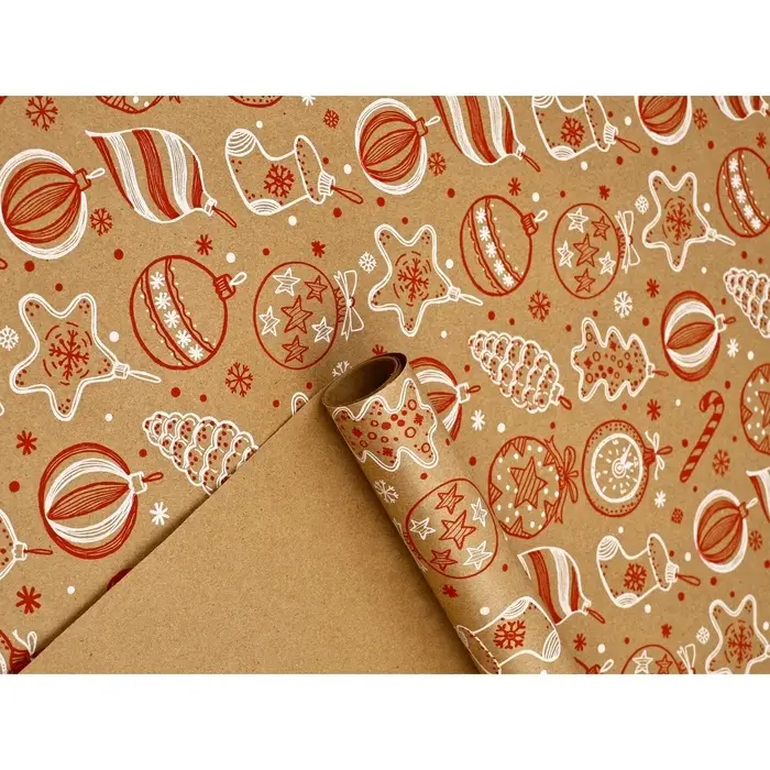 Бумага в тубусе крафтовая бурая в рулоне «Ёлочные игрушки», 0.68 × 7 м Бумага в тубусе крафтовая бурая в рулоне «Ёлочные игрушки», 0.68 × 7 м