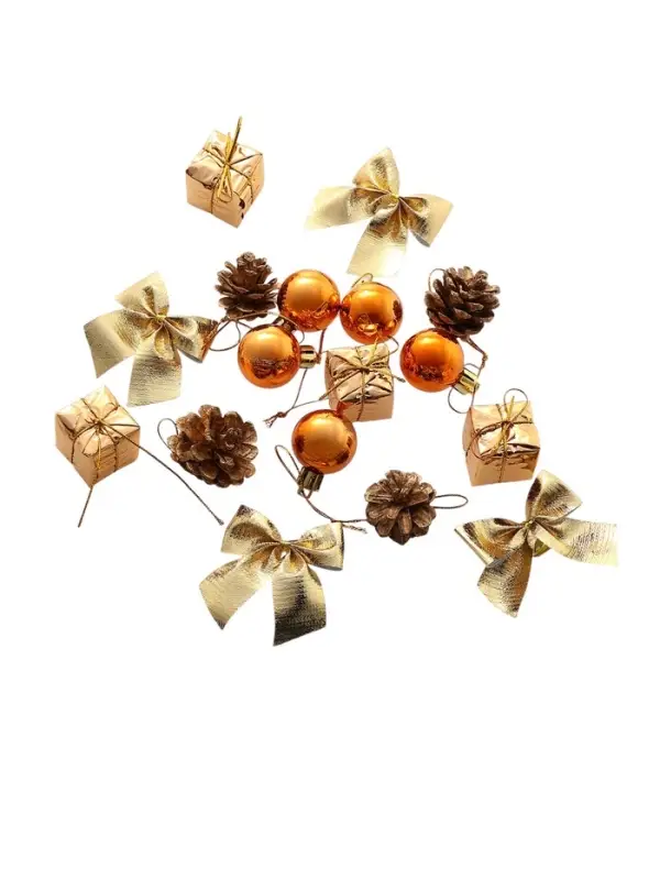 Ёлочные игрушки &laquo;Сюрприз&raquo;, шары новогодние, набор 17 шт. (4 шишки, 4 подарка, 4 банта, 4 шара, 5 шариков)
