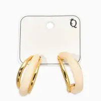 Серьги акрил "Стиль" полукольцо, цвет белый в золоте