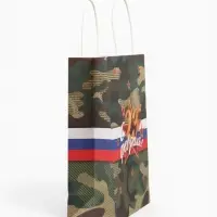 Пакет подарочный крафт &laquo;С 23 Февраля!&raquo; 18&times;8&times;25 см