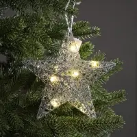 Подвеска световая &laquo;Звезда серебристая&raquo;, 20&times;20&times;5 см, 10 LED, от батареек AG13&times;3, свечение тёплое белое