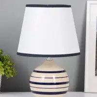 Лампа настольная E27 40Вт "Полоски. Ретро" беж с синим 20х20х32,5 см