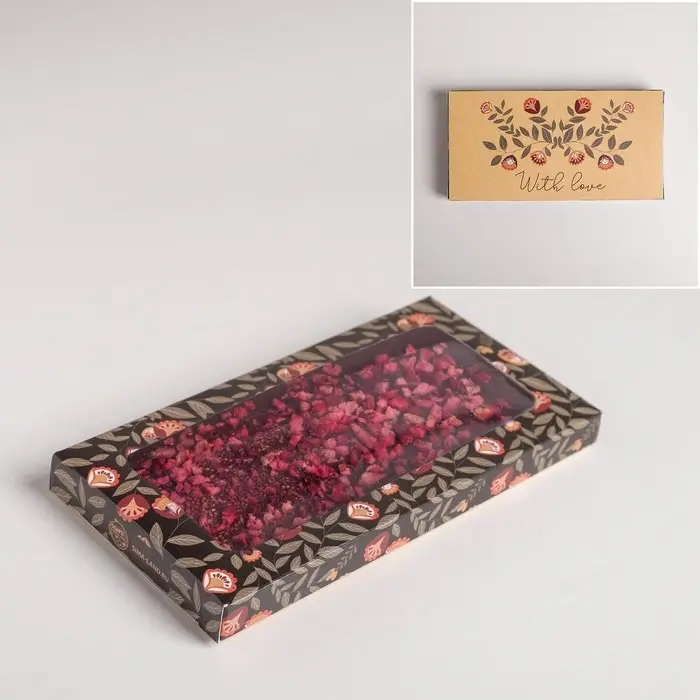 Коробка для шоколада, кондитерская упаковка «With love», с окном, 17.3 х 8.8 х 1.5 см Коробка для шоколада, кондитерская упаковка «With love», с окном, 17.3 х 8.8 х 1.5 см