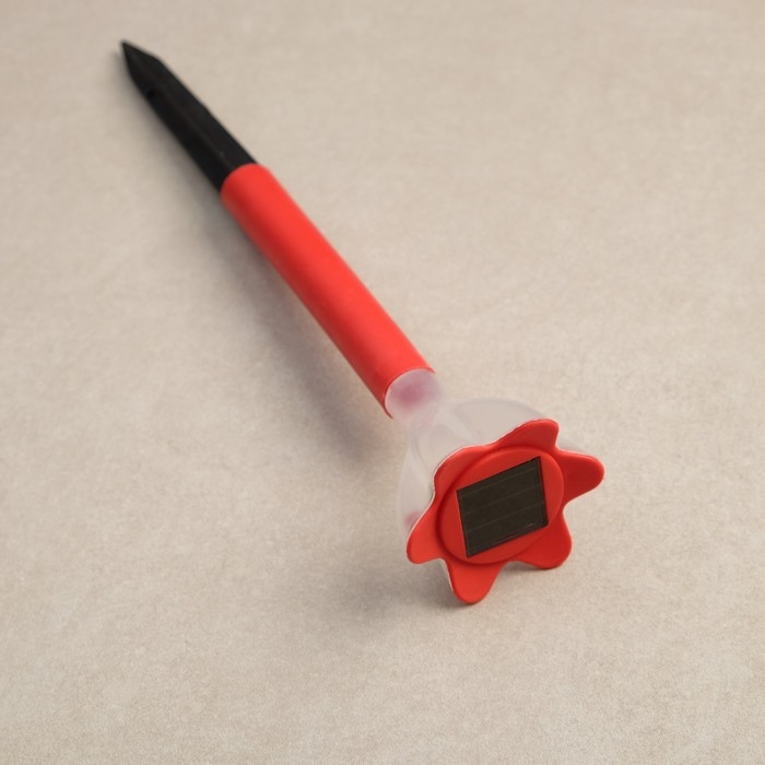 Садовый светильник на солнечной батарее «Цветок красный», 6 × 29 × 6 см, 1 LED, свечение белое Садовый светильник на солнечной батарее «Цветок красный», 6 × 29 × 6 см, 1 LED, свечение белое