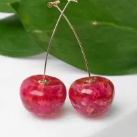 Серьги пластик &laquo;Ягодка&raquo;, черешня, красные в золоте