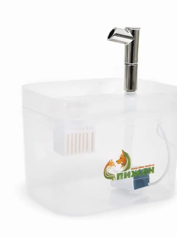 Фонтан для кошек и собак 1,5 л, 16,5 х 13 х 12 см, евророзетка, прозрачный Фонтан для кошек и собак 1,5 л, 16,5 х 13 х 12 см, евророзетка, прозрачный