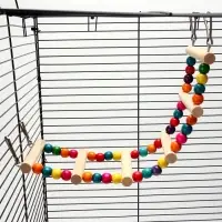 Игрушка для птиц &laquo;Лесенка с бусинами&raquo; 6 ступеней, 37 см, цвет МИКС