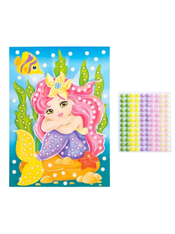 Набор для творчества. Аппликация бусинами "Русалочка" (180х250 мм, европодвес)