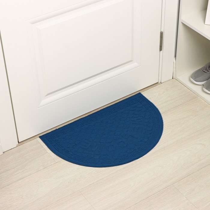 Коврик влаговпитывающий придверный полукруглый без окантовки Доляна &laquo;Спираль&raquo;, 38&times;58 см, цвет МИКС