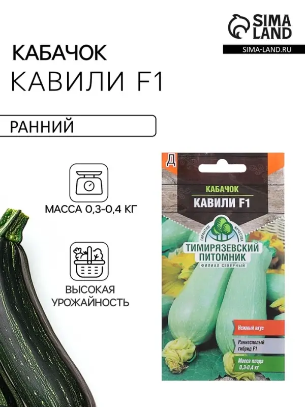 Семена Кабачок &laquo;Кавили&raquo;, F1, 5 шт., раннеспелый, &laquo;Тимирязевский питомник&raquo;