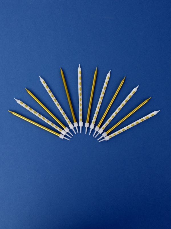 Набор свечей для торта Набор свечей для торта "Ромбики", 12 шт, золотой и белый