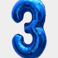 Воздушный шар фольгированный 40" &laquo;Цифра 3&raquo;, темно-синий