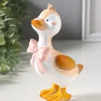 Сувенир полистоун "Утёнок в розовом бантике в горошек" 9,5х6,5х17 см