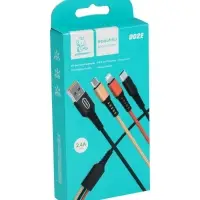 Кабель D02E, 3 в 1, Type-C-microUSB-Lightning, 1.2 м, зарядка+передача данных, чёрный Кабель D02E, 3 в 1, Type-C-microUSB-Lightning, 1.2 м, зарядка+передача данных, чёрный