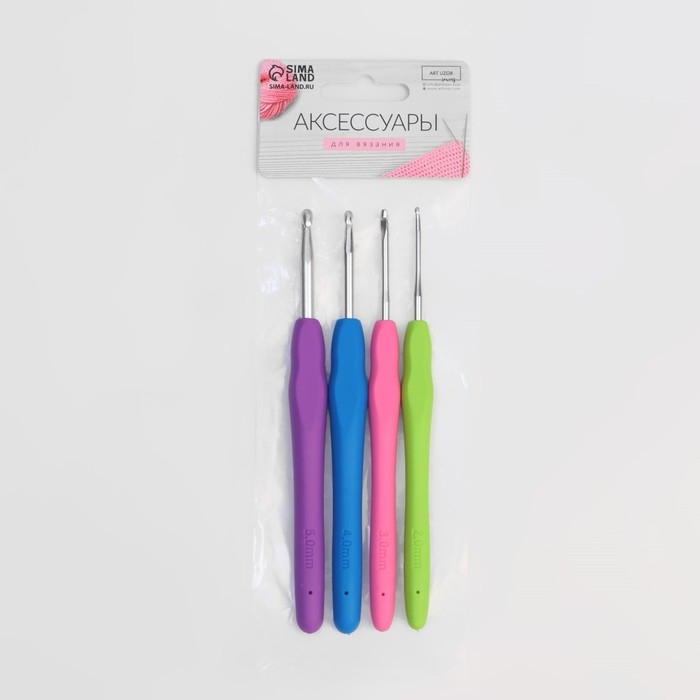 Набор крючков для вязания, d = 2-5 мм, 14 см, 4 шт, цвет разноцветный Набор крючков для вязания, d = 2-5 мм, 14 см, 4 шт, цвет разноцветный
